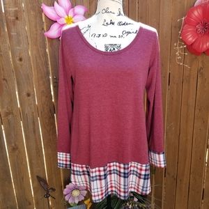 Goo Yoo maroon long sleeve top Large
